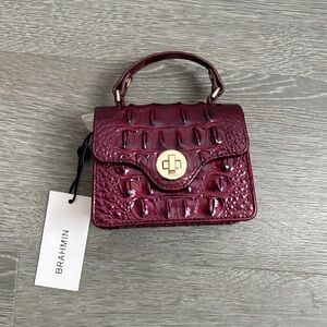 Brahmin Plum Croc-Embossed Mini Bag